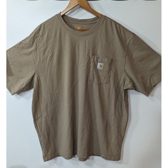 CARHARTT MEN'S SHORT SLEEVE T-SHIRT ORIGINAL FIT MEN'S SZ 2 XL POCKET BIEGE - Picture 1 of 4